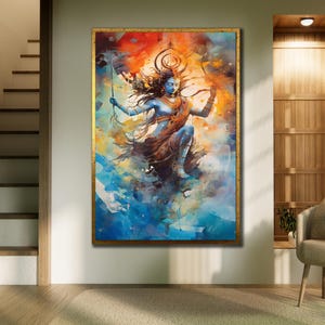 Lord Shiva Framed Wall Art, 3d Hindu Canvas Art Print, Lord Shiva Poster, Lord Krishna Painting, Hinduism Wall Decor,Canvas Hindu God