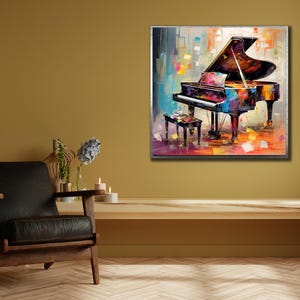 Abstract Piano Wall Art, Musical Art Print, Colorful Piano Poster, Music Wall Decor, Office Wall Decor, Pianist Canvas, Grand Piano Artwork