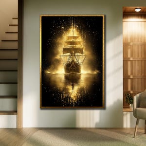Sailing Ship Wall Art, Ship Framed Art Print, Pirate Ship Portrait Poster, Ship Wall Decor,Pirate Ship Canvas Print, Pirate Ship Canvas Art