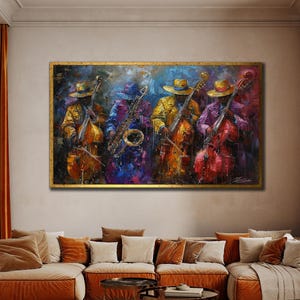 Jazz Band Wall Art, Musical Art Print, Colorful Music Poster,Jazz Music Wall Decor, Office Wall Decor,Jazz Band Canvas Art, Musician Artwork