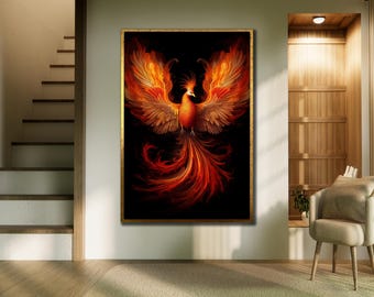 Fire Bird Canvas Art: Framed Mythology Print