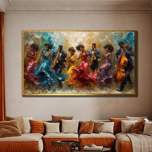 Jazz Band Wall Art, Musical Art Print, Colorful Music Poster,Jazz Music Wall Decor, Office Wall Decor,Jazz Band Canvas Art, Musician Artwork