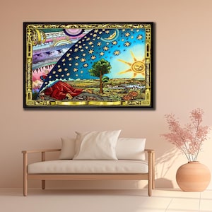 Flammarion Wall Art, Gravure Wall Decor, Astronomy Canvas Print Art, 3d Gravure Poster,Christmas Gifts, Office Decor, Personalized Gift