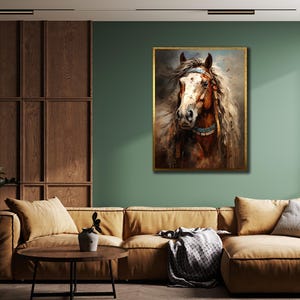 American Indian Framed Canvas, Ethnic Wall Art, Native Horse Art Print, Indigenous Painting, Tribal Art Print, Native Americans Pictures