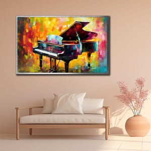 Abstract Piano Wall Art, Musical Art Print, Colorful Piano Poster, Music Wall Decor, Office Wall Decor, Pianist Canvas, Grand Piano Artwork