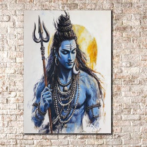 Lord Shiva Framed Wall Art, 3d Hindu Canvas Art Print, Lord Shiva Poster, Lord Krishna Painting, Hinduism Wall Decor,Canvas Hindu God