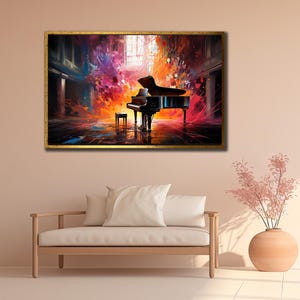 Abstract Piano Wall Art, Musical Frame Print,Colorful Piano Poster, Music Wall Decor, Office Wall Decor, Pianist Canvas, Grand Piano Artwork