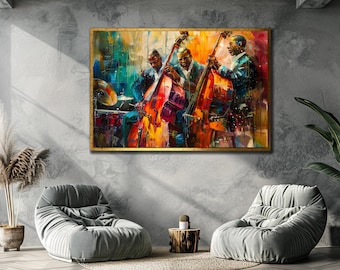 Jazz Band Canvas Art Print: Colorful Music Poster, Ready to Hang