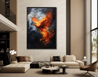 Fire Bird Canvas Art: Framed Mythology Print
