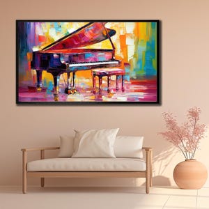 Abstract Piano Wall Art, Framed Art Print, Colorful Piano Poster, Music Wall Decor, Office Wall Decor, Pianist Canvas, Grand Piano Artwork