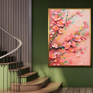 Pink Sakura Wall Art, Sakura Tree Art Print, Sakura Tree Poster, Flower Wall Decor, Office Wall Decor, Japanese Wall Decor, Asian Canvas Art