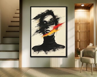 Black and White Woman Face Canvas Print: Modern Portrait Art