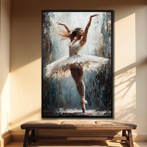 Ballerina Canvas Print, Dance Wall Art,Canvas Painting, Minimalist Ballet Wall Print, Elegant Ballerina Wall Decor,Ballerina Wall Art Framed