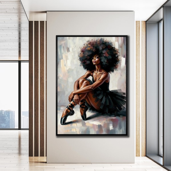 Black is Powerful and Ballerina Canvas Art: Ethnic Decorative Canvas for Home, African Poster