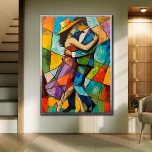 Tango Couple Wall Art, Musical Art Print, Romantic Poster, Lover Wall Decor, Office Wall Decor, Tango Dancer Canvas,Perfect Gift for Couples