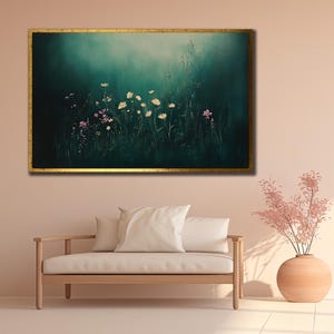 Wild Flowers Canvas, Flower Wall Art, Floral Canvas Painting, Minimalist Wall Print, Botanical Wall Print, Vintage Wildflower Wall Decor