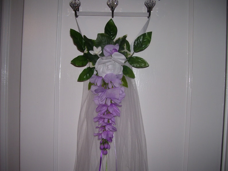 Purple-themed wedding ceremony supplies - wisteria wedding pew decoration