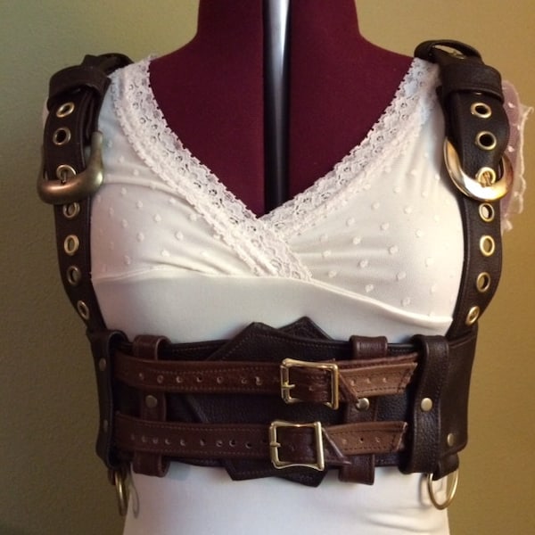 One of a kind leather STEAMPUNK corset top MADE to ORDER-you choose color!