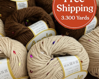 3,300 Yards 20 Yarns Total | Cotton Blend with Sequins | Perfect for Crochet & Knitting Projects Free Shipping