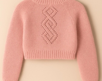 CROPPED MOHAIR Sweater Knitting Pattern • Lace Back Pullover • Top Down Raglan • PDF Tutorial with Stitch Charts • Digital Download
