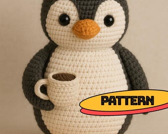 PINGUIN Amigurumi Häkelanleitung PDF - Kaffeeliebhaber Plüschtier Anleitung mit Diagrammen