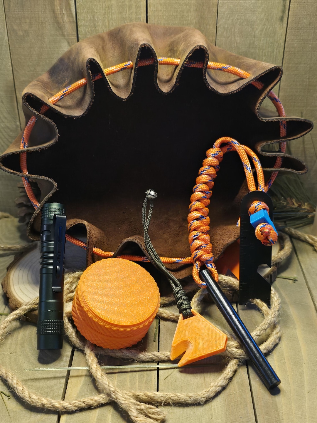 Leather Fire Starter Kit | EDC Survival Kit | Ferro Rod Kit With Tinder ...