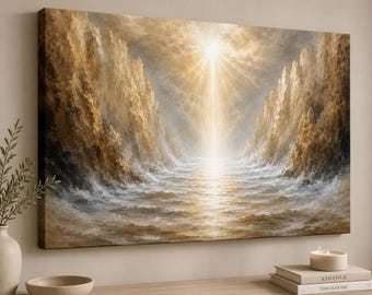 Faith Makes a Way | Moses Parting the Red Sea Canvas | Christian Wall Art | Exodus 14 Decor