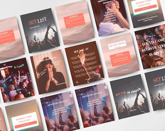 Youth Group Instagram Templates Editable Canva Social Media Bundle for Churches and Christian Events Modern Engaging Ready to post