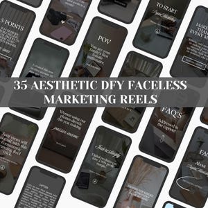 35 Digital Marketing Reels Faceless Instagram Reels Done for you Social Media Canva Templates Digital Aesthetic Reels Marketing videos