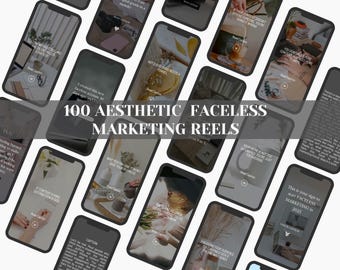 100 bezosobowych rolek na Instagramie z podpisami Edytowalne szablony Canva do marketingu cyfrowego Gotowe do użycia szablony marketingu cyfrowego Wideo DFY
