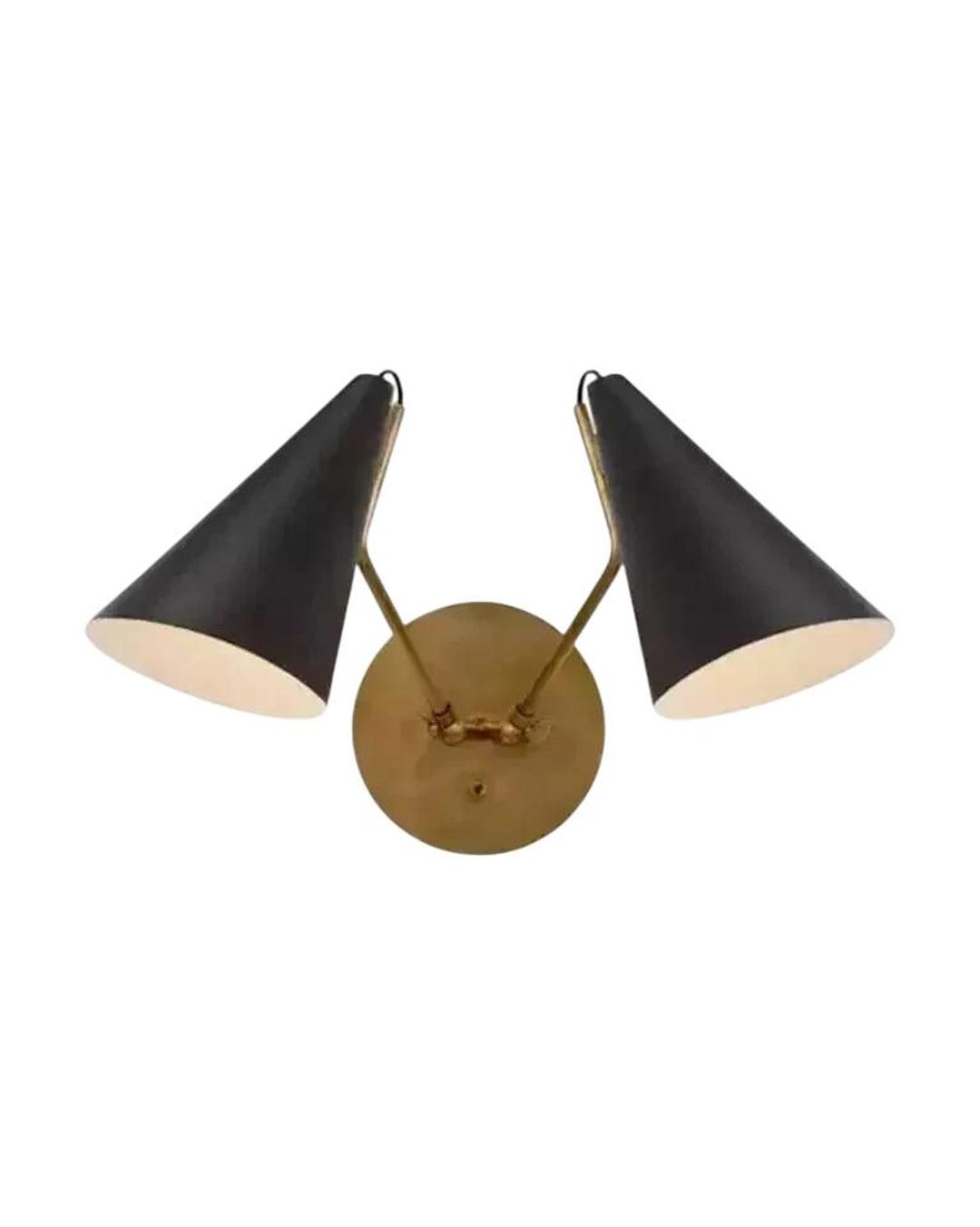 1950s Mid Century Modern Brass Clemente Antique Cone Shaped Shaded ...