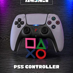 PS5 Controller Stand | PlayStation DualSense Holder | 3D Printed Gaming Controller Display | Desk Organizer | Gamer Gift | PlayStation Icons