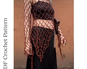 Crochet Mesh Top Pattern | Asymmetrical Fairycore Top | 2-in-1 Top or Sweater | PDF Download
