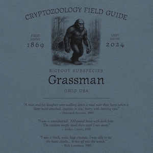 Grassman Bigfoot Shirt – Ohio Cryptid Tee Featuring Nest Background for Folklore Fans, Midwest Monster Hunters, and Forest Mystery Lovers
