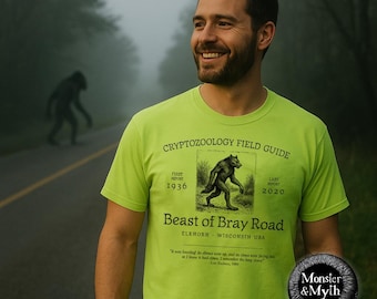 Made in USA Shirt: Beast of Bray Road Werewolf Cryptozoology Field Guide T-Shirt