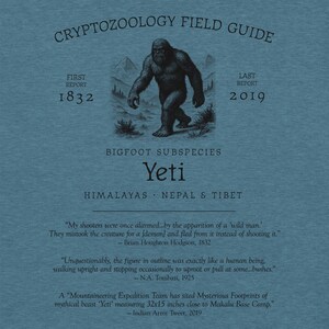 Yeti Bigfoot Shirt – Black and White Abominable Snowman Tee for Winter Lovers, Cryptid Hunters, and Mythical Mountain Monster Fans