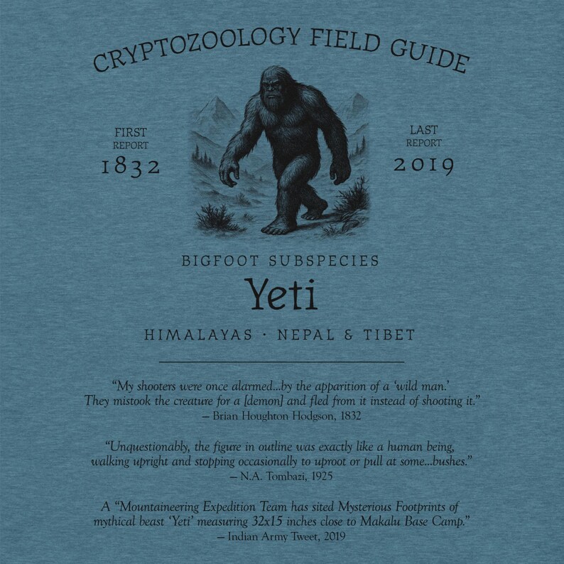 Yeti Bigfoot Shirt – Black and White Abominable Snowman Tee for Winter Lovers, Cryptid Hunters, and Mythical Mountain Monster Fans