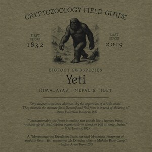 Yeti Bigfoot Shirt – Black and White Abominable Snowman Tee for Winter Lovers, Cryptid Hunters, and Mythical Mountain Monster Fans