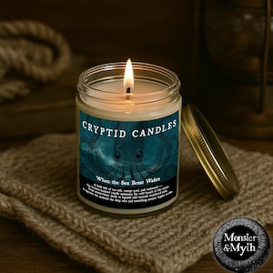 Kraken &quot;When the Sea Beast Wakes&quot; Candle for the Cryptozoologist with Scent of Beachwood Ocean Musk Sea Salt Cryptid Candles Monster & Myth
