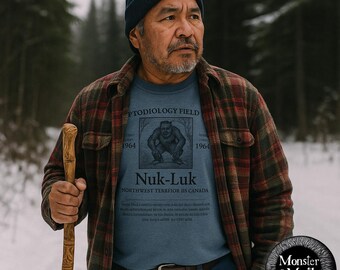 Nuk-luk Cryptid T-shirt Canadese Bosjesman van Yukon Conversation Starter Folklore Vintage Wilderness Monster Shirt voor cryptozoölogen