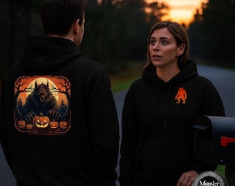 Halloween Cryptid Hoodie Rougarou Rugaru Rugaroo Pumpkin Patch Predator Graphic Sweatshirt Spooky Monster Apparel