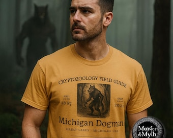 Shirt gemaakt in de VS: Michigan Dogman Cryptozoology Field Guide T-shirt