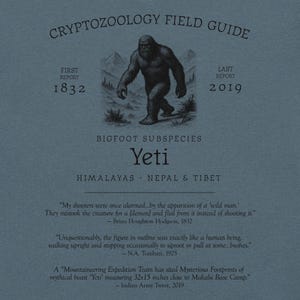 Yeti Bigfoot Shirt – Black and White Abominable Snowman Tee for Winter Lovers, Cryptid Hunters, and Mythical Mountain Monster Fans