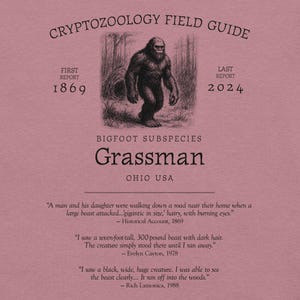 Grassman Bigfoot Shirt – Ohio Cryptid Tee Featuring Nest Background for Folklore Fans, Midwest Monster Hunters, and Forest Mystery Lovers