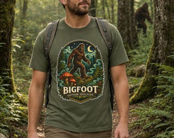 Bigfoot Southern Appalachia T-shirt | Sasquatch Forest Night Graphic