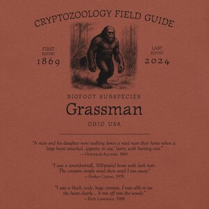 Grassman Bigfoot Shirt – Ohio Cryptid Tee Featuring Nest Background for Folklore Fans, Midwest Monster Hunters, and Forest Mystery Lovers