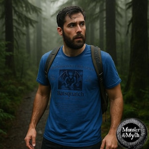 Cryptozoologist&#39;s Batsquatch Cryptid T-Shirt Pacific Northwest Flying Monster Tee Washington Folklore Vintage Winged Creature Shirt