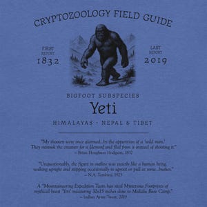 Yeti Bigfoot Shirt – Black and White Abominable Snowman Tee for Winter Lovers, Cryptid Hunters, and Mythical Mountain Monster Fans