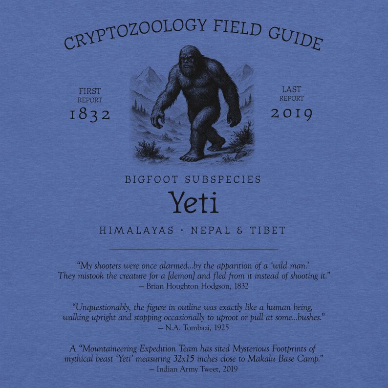 Yeti Bigfoot Shirt – Black and White Abominable Snowman Tee for Winter Lovers, Cryptid Hunters, and Mythical Mountain Monster Fans