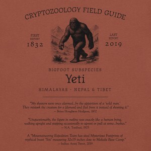 Yeti Bigfoot Shirt – Black and White Abominable Snowman Tee for Winter Lovers, Cryptid Hunters, and Mythical Mountain Monster Fans